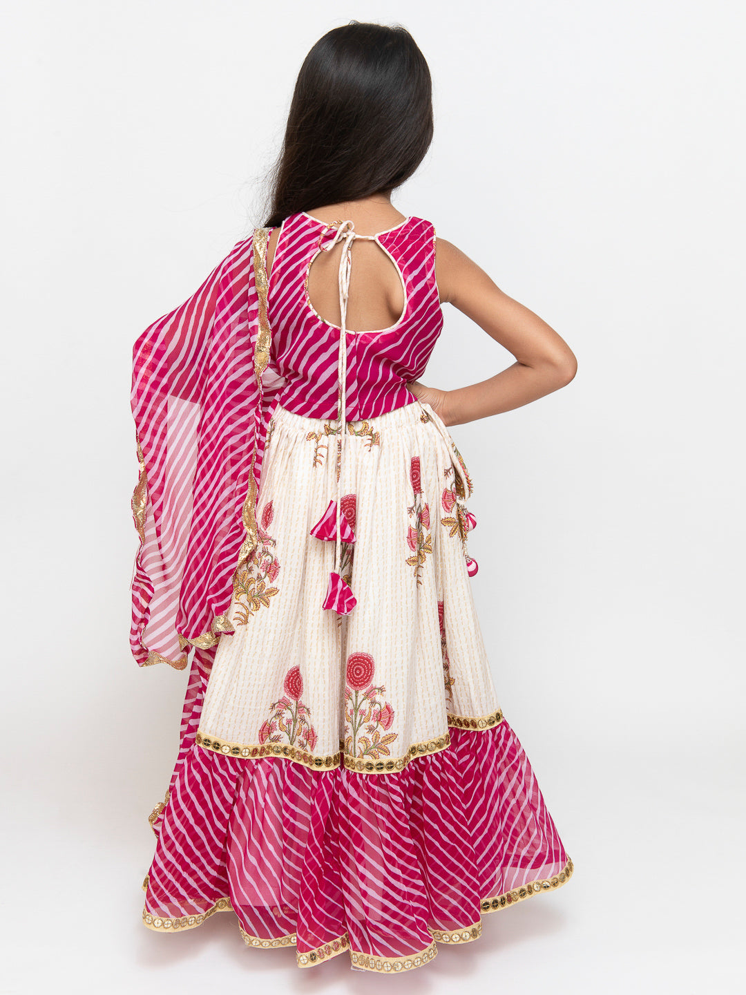 Block Print Skirt and leheriya Blouse Lehenga Set