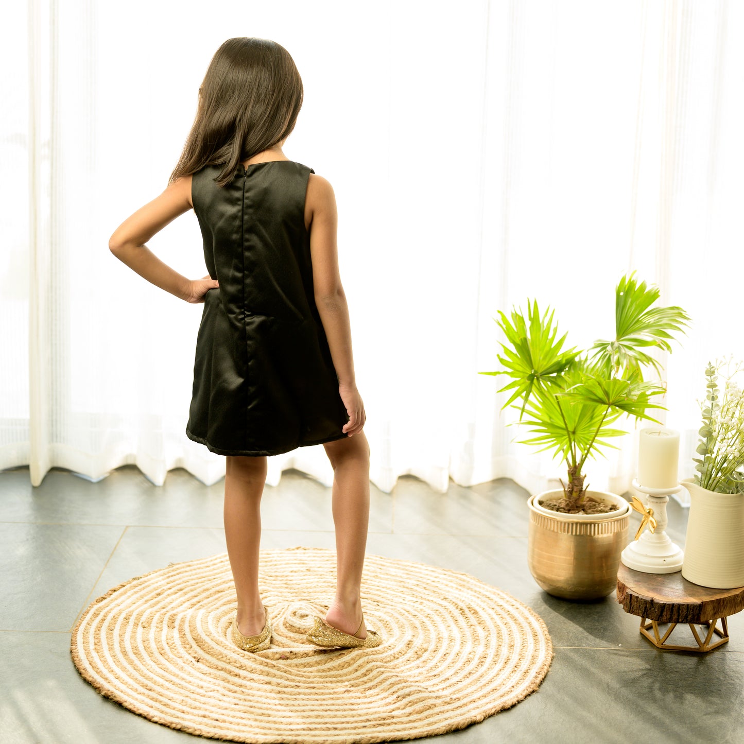 Black and White A line Party Dress with Big Bow