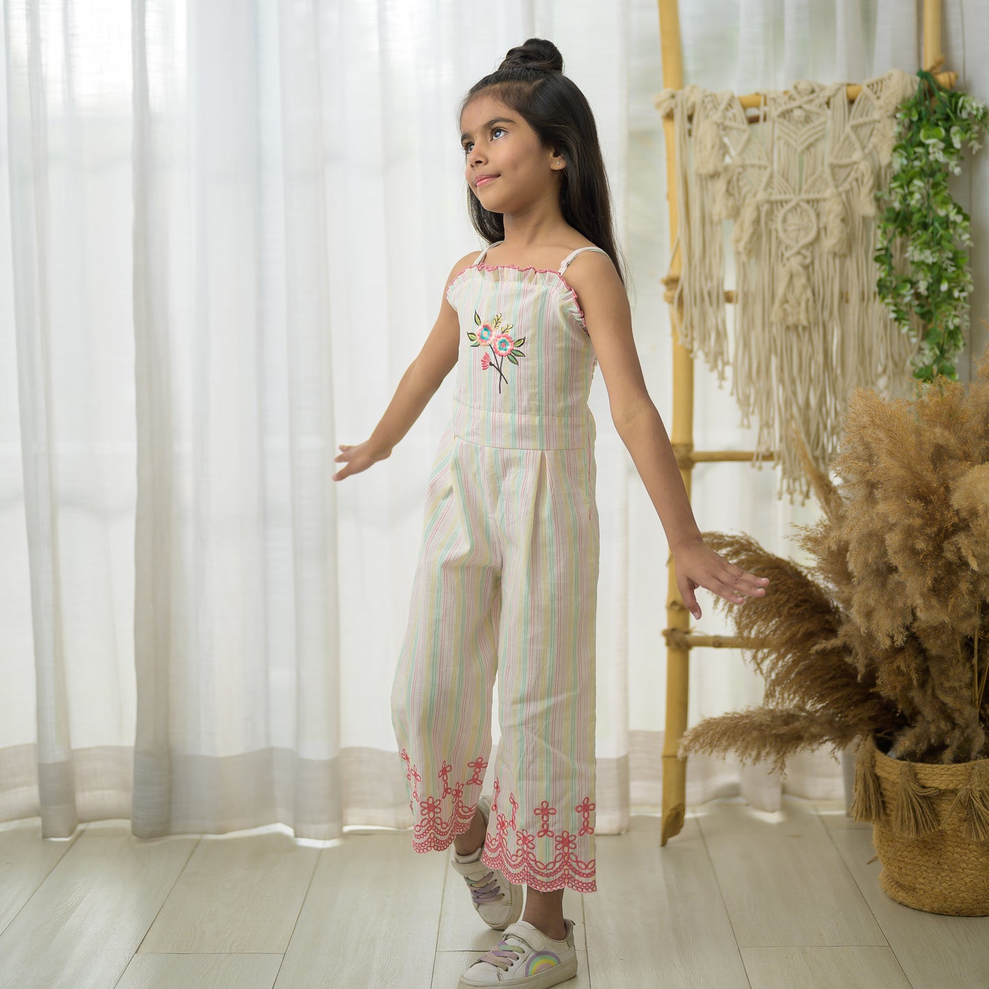 Multi Color Premium Cotton Jumpsuit With Embroidery