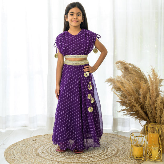 Purple Bandhej Designer Lehenga Set