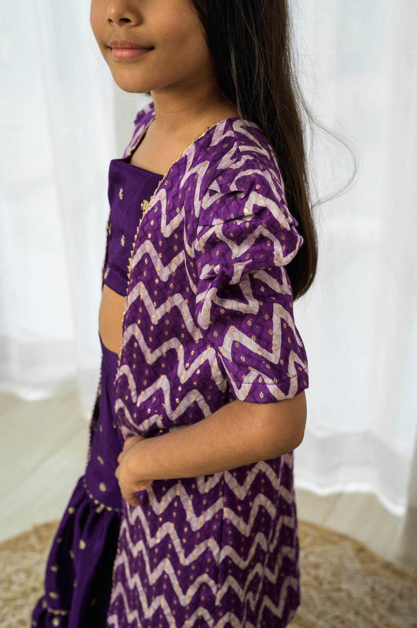 Long Purple Jacket with sharara set