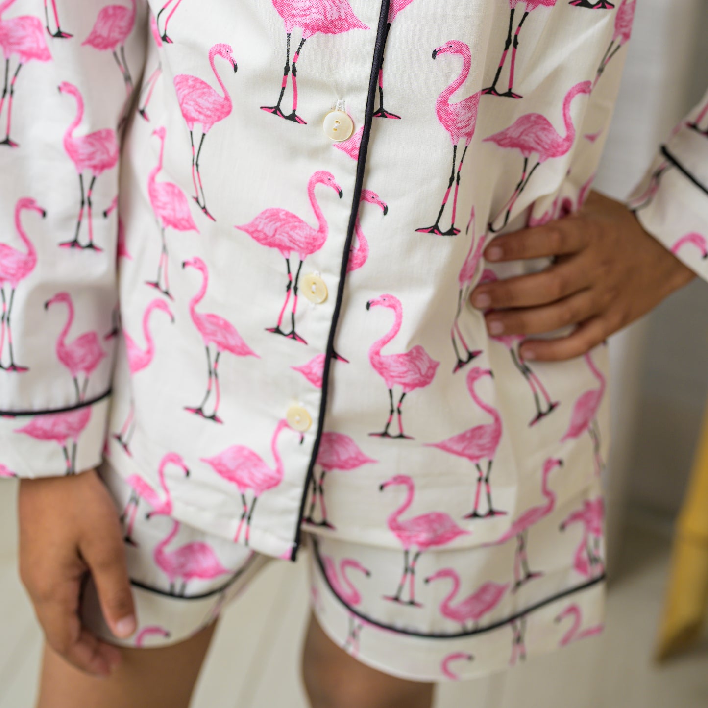 Pink Flamingo Poplin Night Cotton Dress