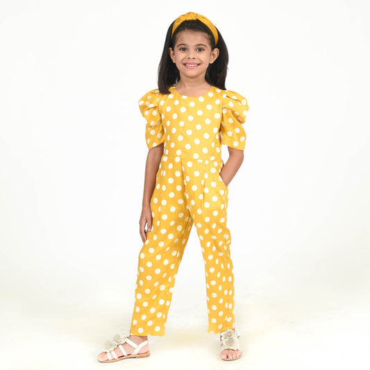 Mustard Yellow Polka Dots Basic Jumpsuit