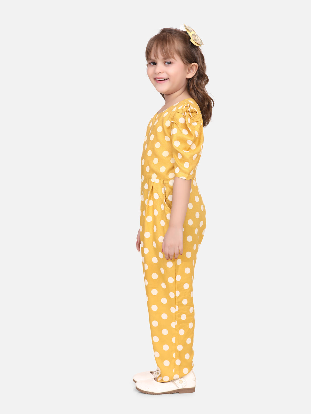 Mustard Yellow Polka Dots Basic Jumpsuit