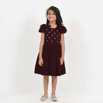 Fairies Forever Maroon Velvet Party Dress