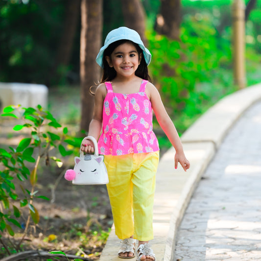 Pineapple Print Summer Top and Yellow Pants