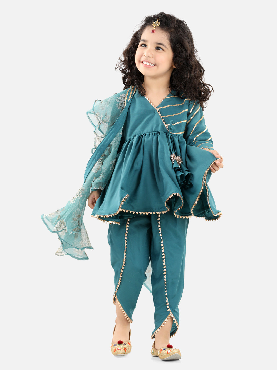 Teal Green Angrakha Set Teal Green