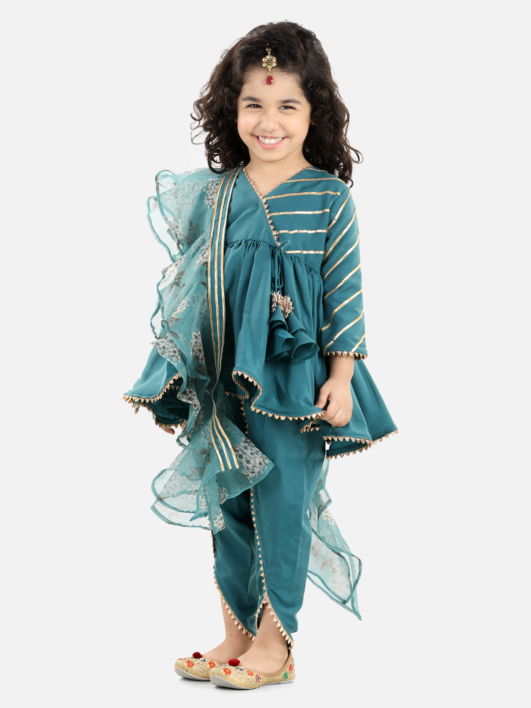 Teal Green Angrakha Set Teal Green