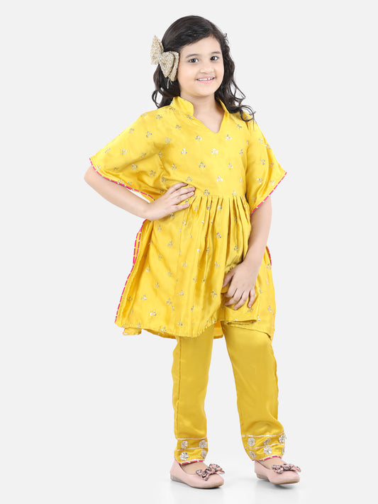 Mustard Sequin Kaftan With Pants