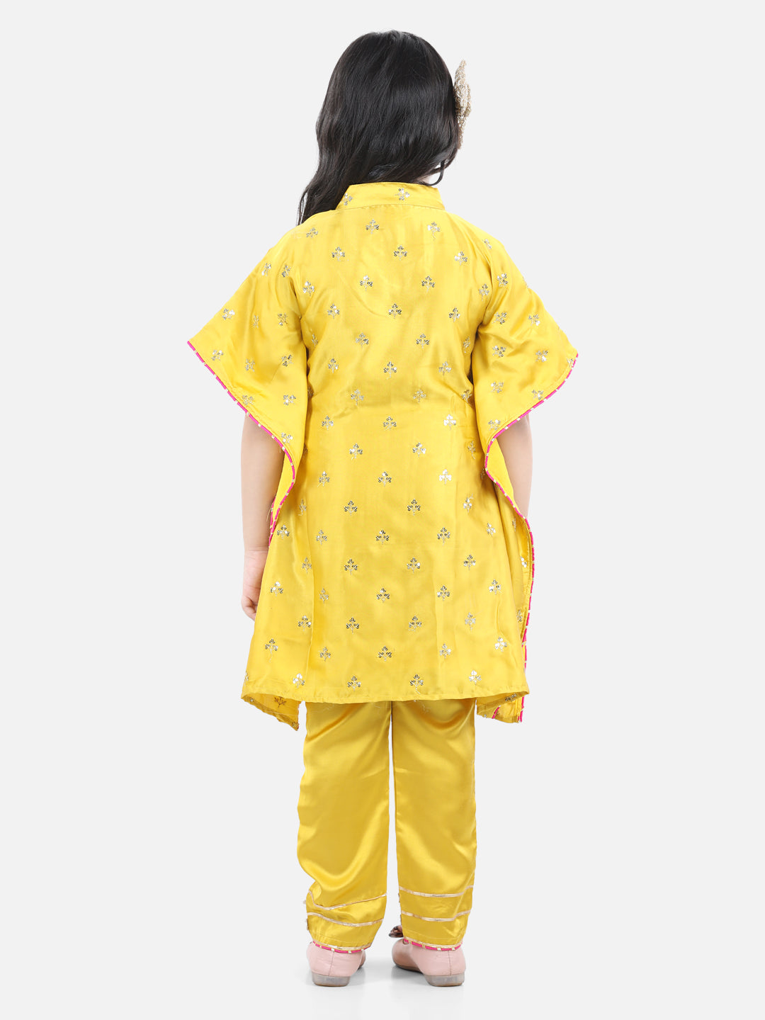 Mustard Sequin Kaftan With Pants