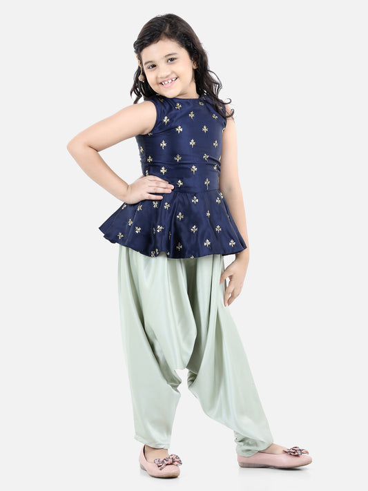 Peplum Top With Harem Pants Navy Blue