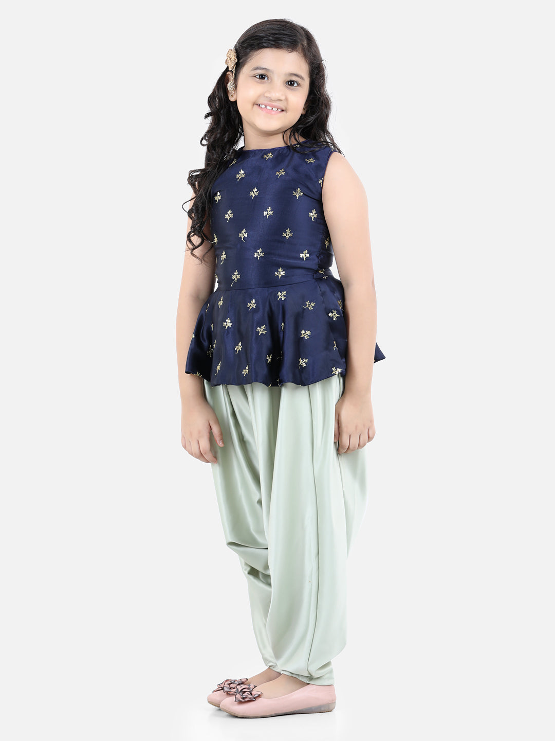 Peplum Top With Harem Pants Navy Blue