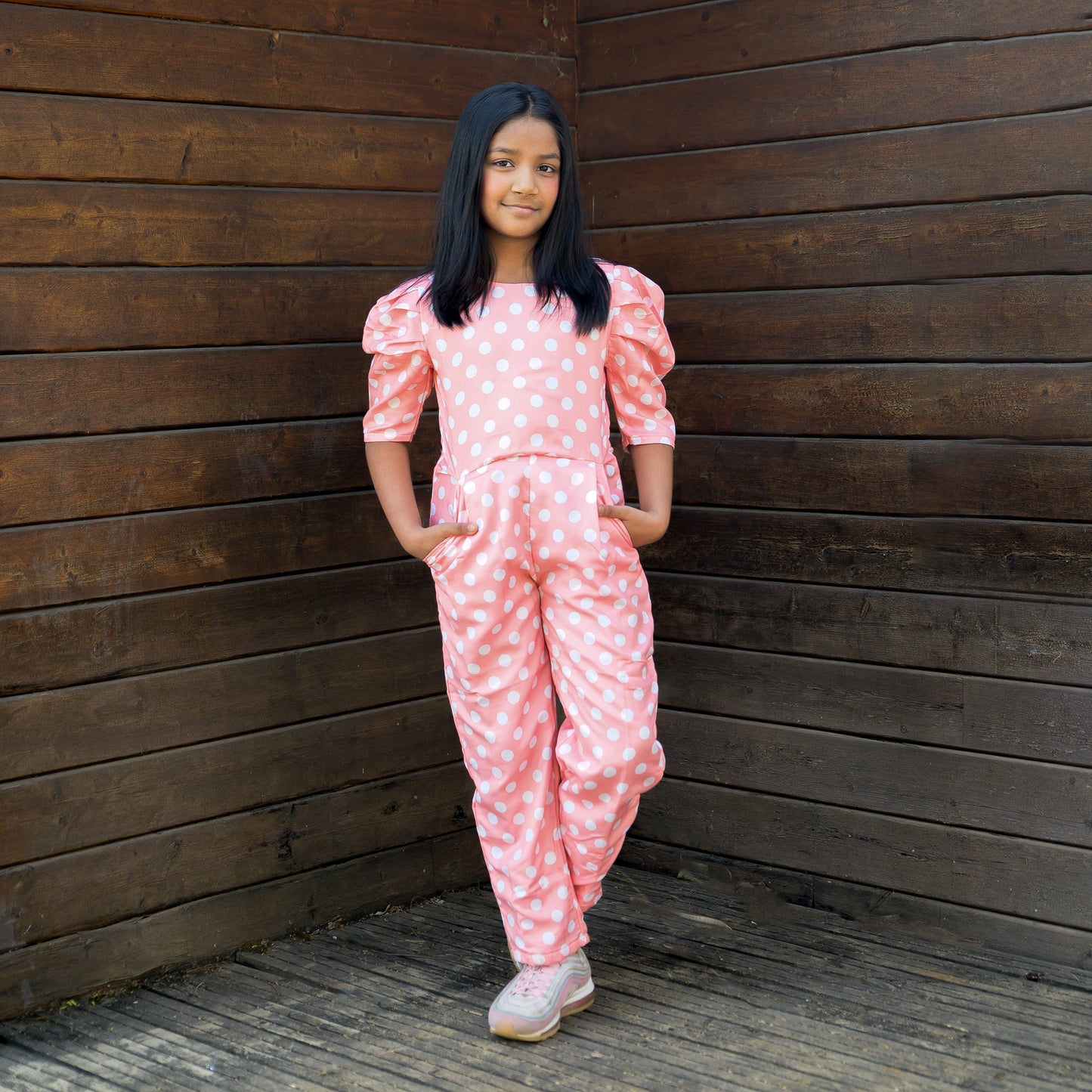 Polka Dot Peach Jumpsuit