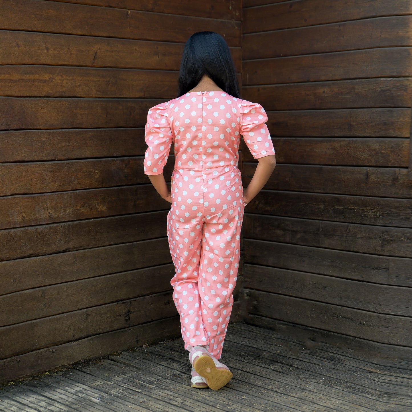 Polka Dot Peach Jumpsuit