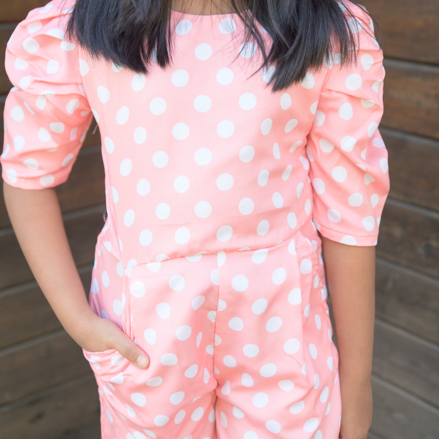 Polka Dot Peach Jumpsuit