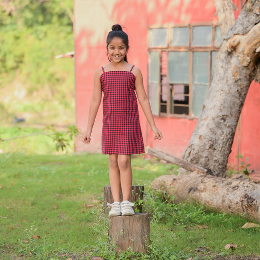 Red And Black Checks Dress