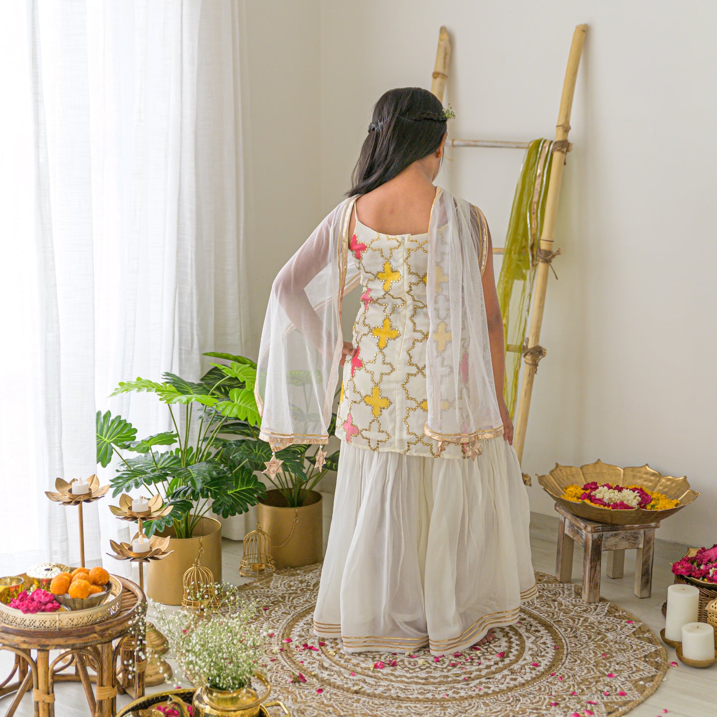 Make Peace With White Embroidered Kurta and Bottom Set