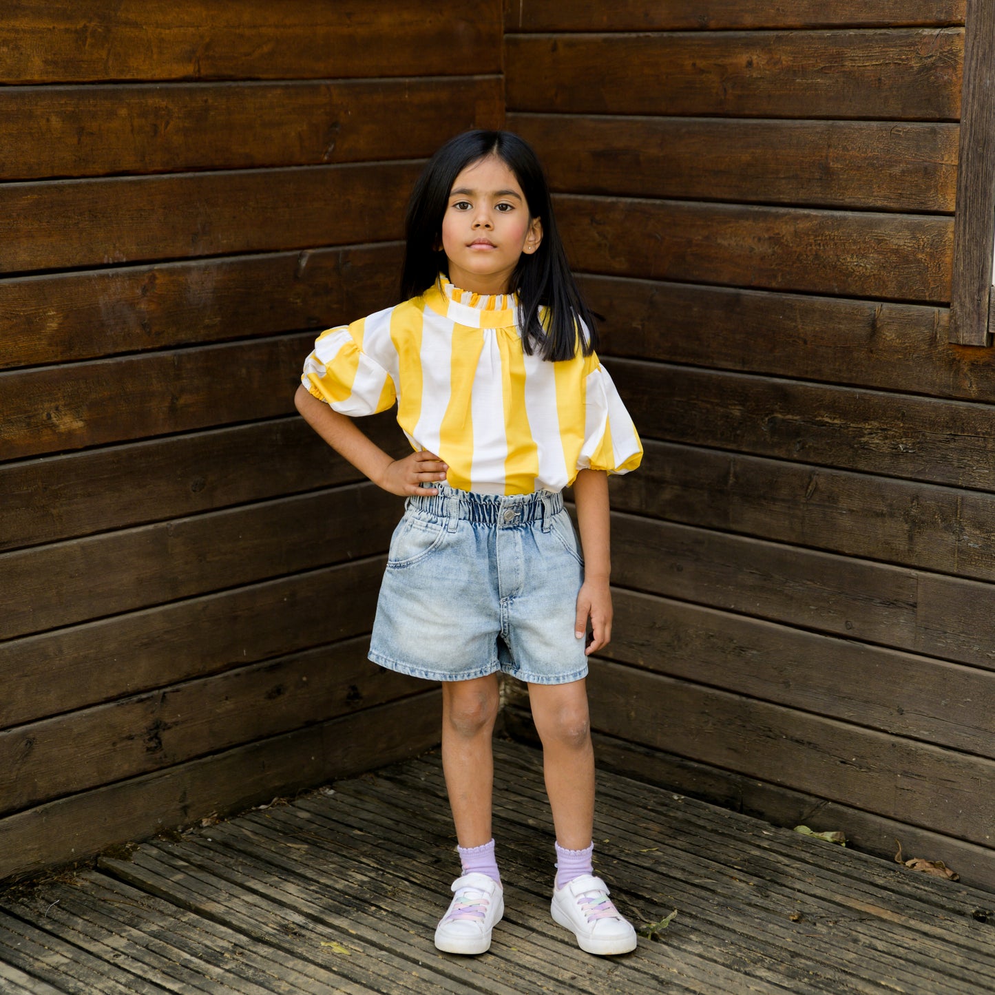 Yellow And White Stripes Top