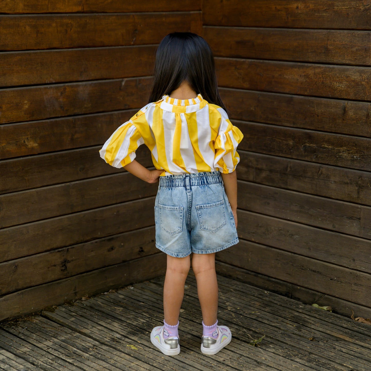 Yellow And White Stripes Top