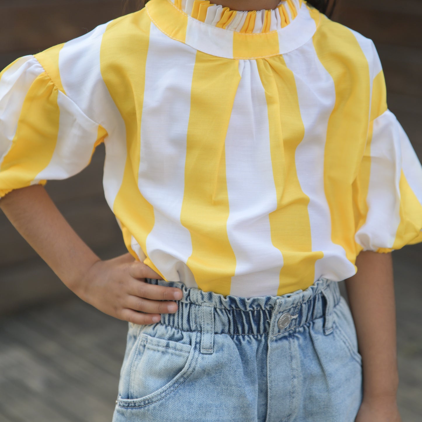 Yellow And White Stripes Top