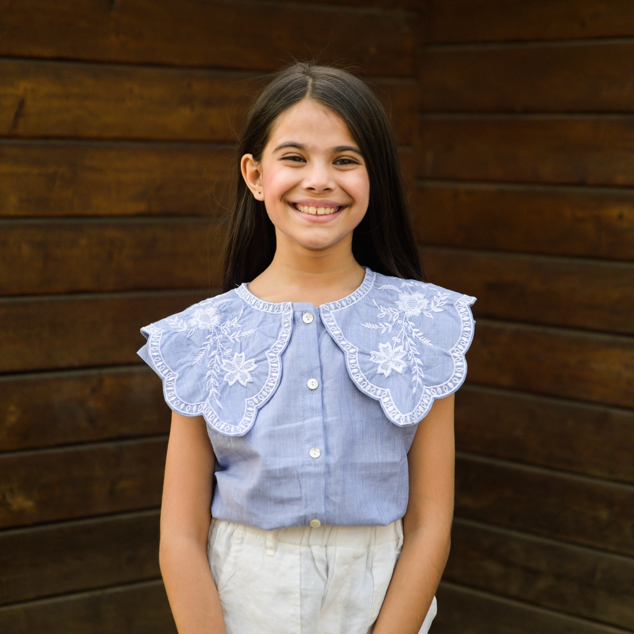Cotton Crop Top with embroidered Peter Pan Collar - Fairies Forever